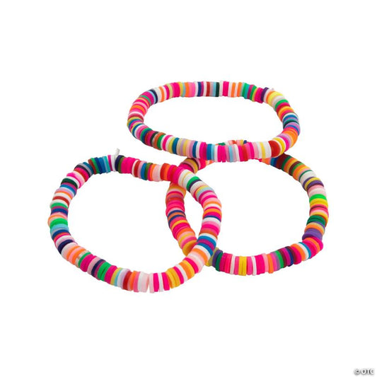 Rainbow Disc Bead Bracelets - 12 Pc.