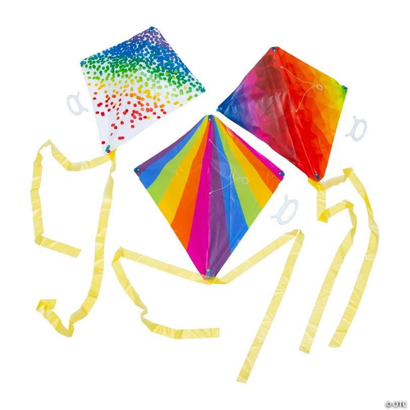 Rainbow Kites with Tail - 12 Pc.