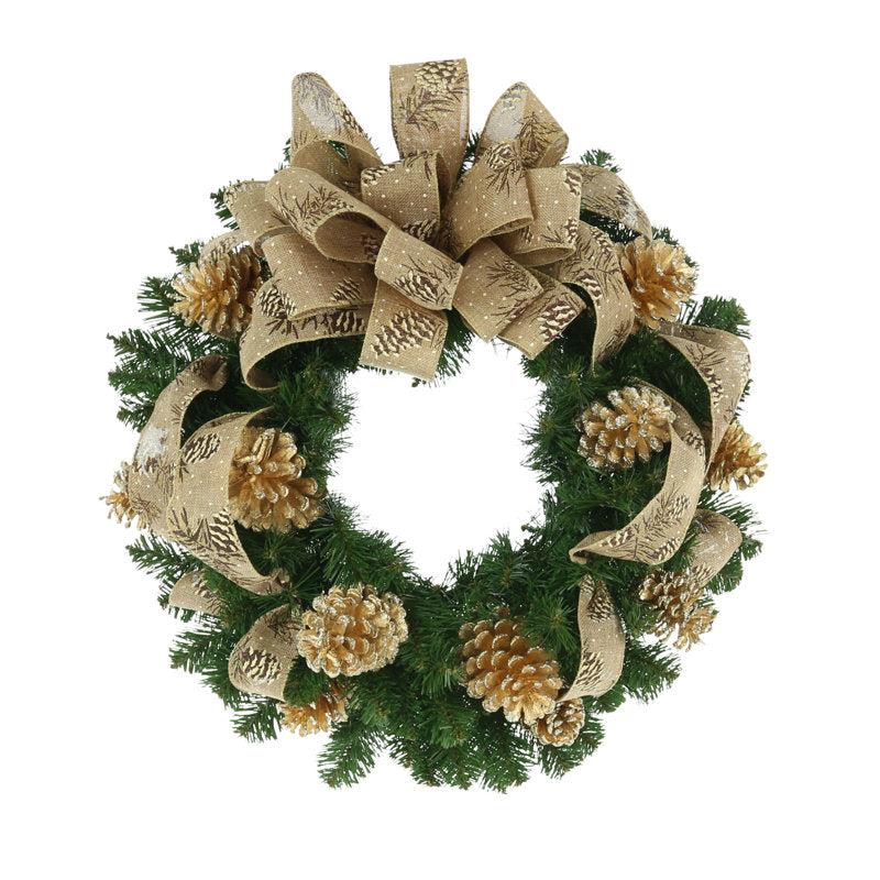 26" Glitter Christmas Wreath hung on a wooden door