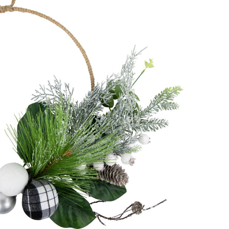 Real Touch Winter Greenery With Pinecones Artificial Christmas Wreath 18" Unlit