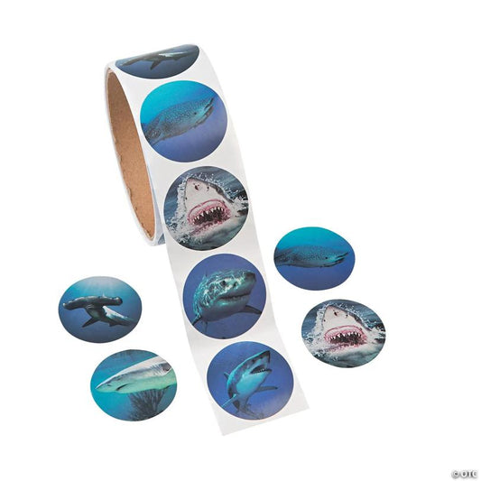 Realistic Photo Shark Sticker Roll - 100 Pc. | USA Decoration®