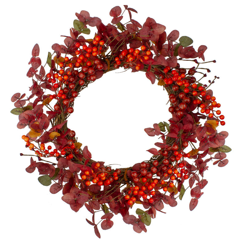 24" unlit Christmas wreath with red berries