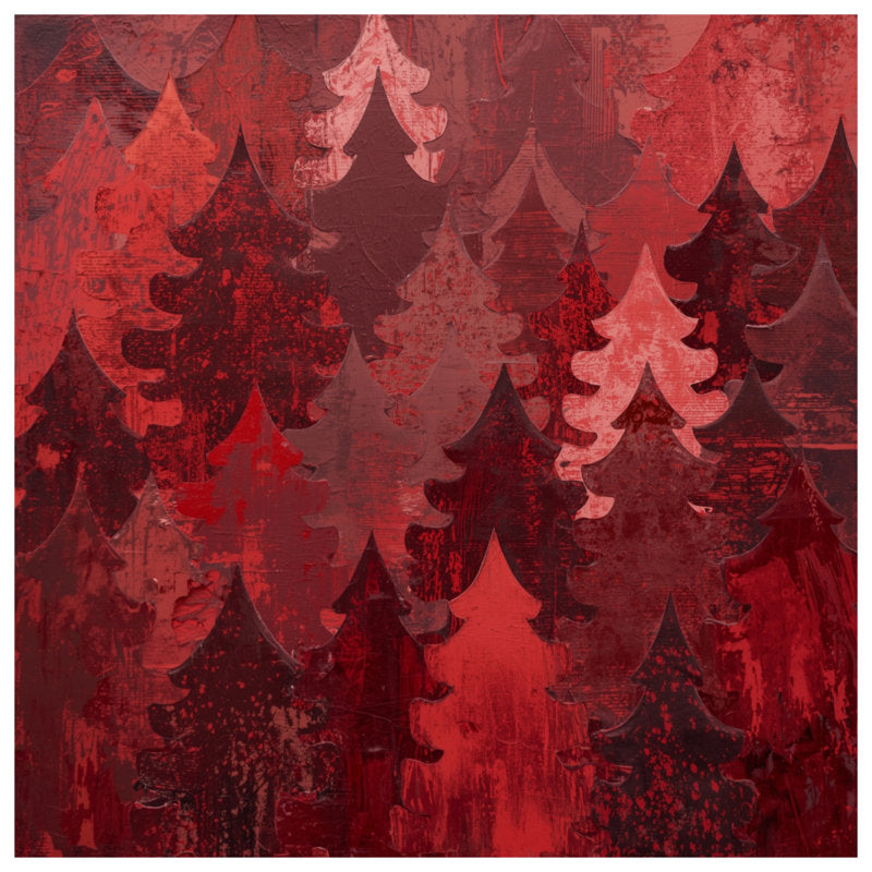 Red Christmas Trees Pattern Bath Mat