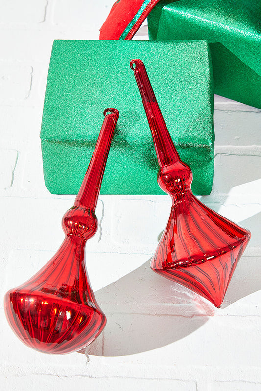 10” Red Glass Drop Ornament for Holiday Decor