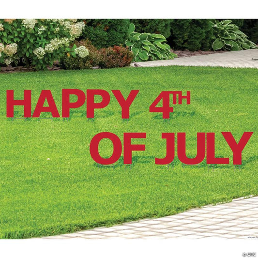 Red Happy 4th of July Yard Sign