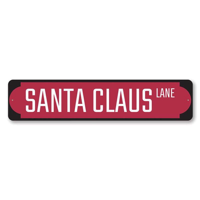Red Santa Claus Lane Custom Aluminum Sign