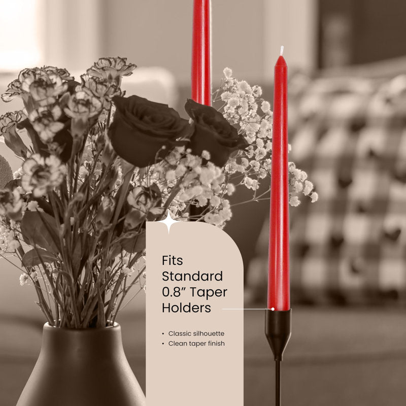 Red Taper Candles - 4 Pack, 10 Inch, Unscented