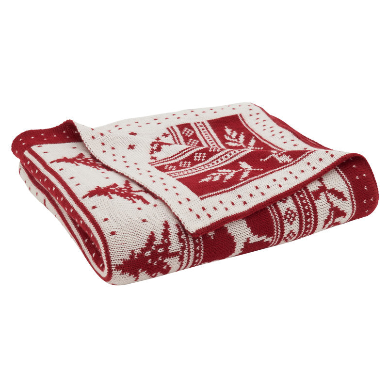 Reindeer & Christmas Tree Knit Throw