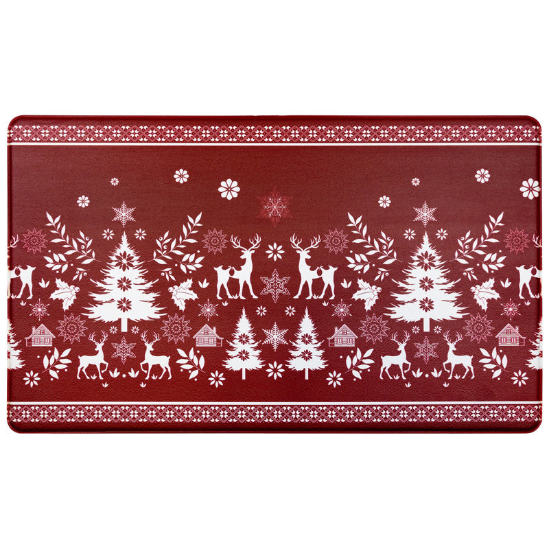 Reindeer And Snowflakes Kitchen Comfort Anti-Fatigue Christmas Floor Mat - 17.75" X 29.5"