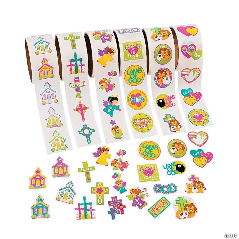 Religious Rolls of Stickers Assortment - 600 Pc. | USA Decoration®