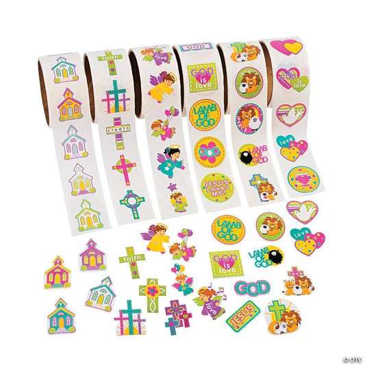 Religious Rolls of Stickers Assortment - 600 Pc. | USA Decoration®