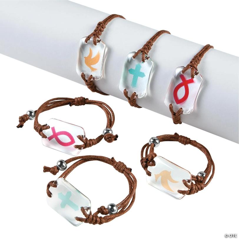 Religious Stone Icon Bracelets - 12 Pc.