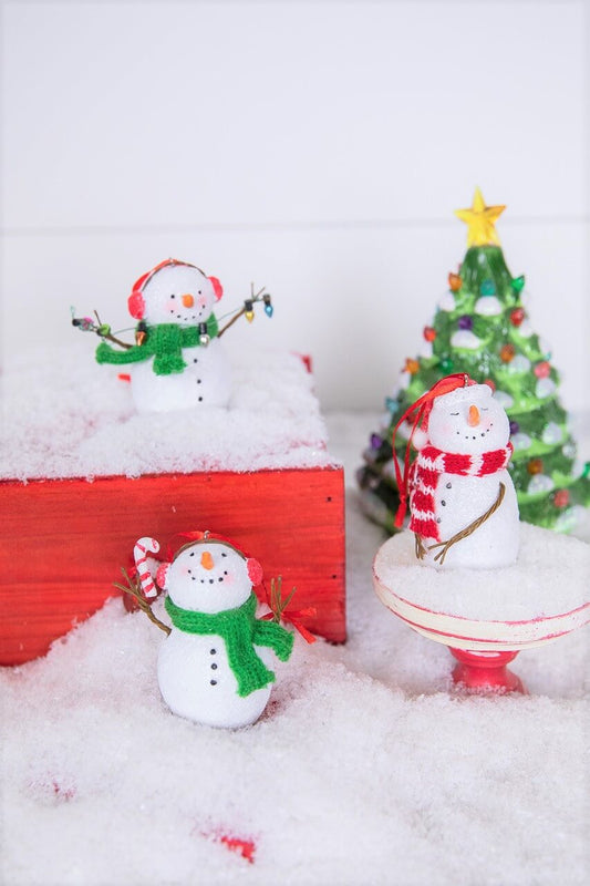 3 Inch Resin Snowman with Scarf Christmas Decoration