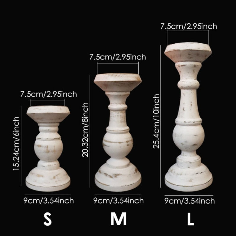 Retro Candlestick â€“ White Wood
