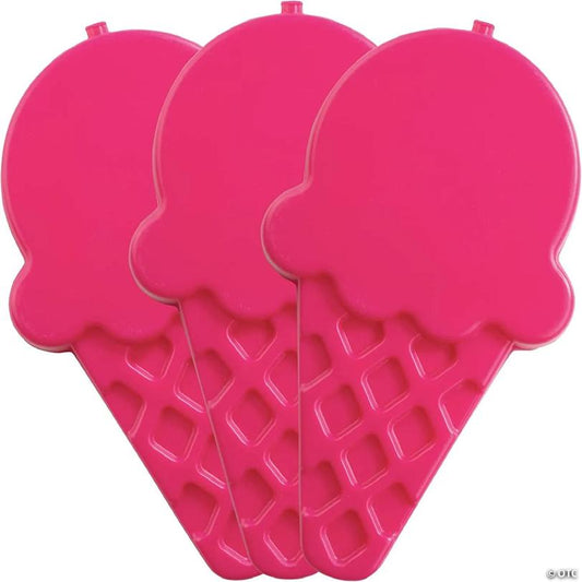Reusable Hard Ice Pack for Lunch Box, Bento or Bag (3 Pack Ice Cream) - Keep Cool Freezer Cold Packs, Lasts for Hours - Great for Kids or Adults, Long-Lasting,