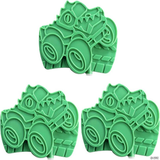 Reusable Hard Ice Pack for Lunch Box, Bento or Bag (3 Pack Monster Truck) - Keep Cool Freezer Cold Packs, Lasts For Hours - Great for Kids or Adults, Long-Lasti