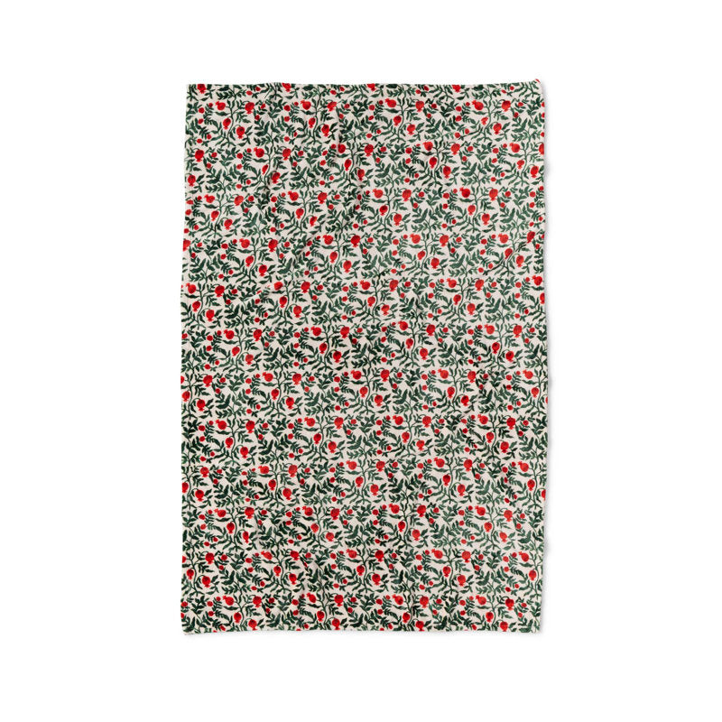 Rifle Paper Co. Christmastide Pomegranate Fleece Blanket