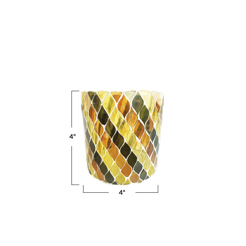 Round Glass Mosaic Votive Candleholder