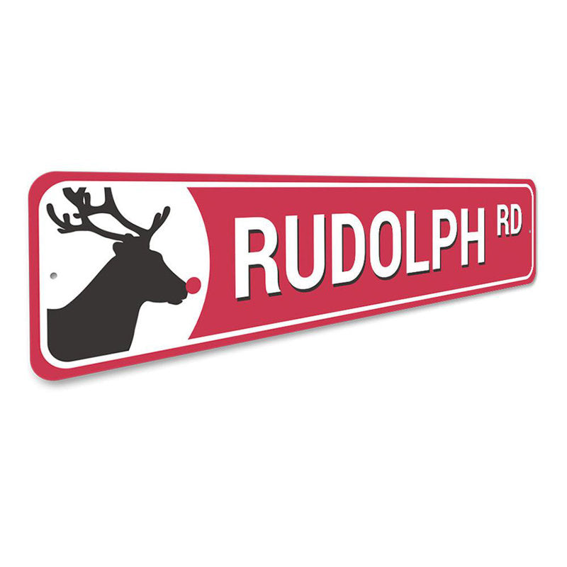 Rudolph Road Reindeer Holiday Aluminum Sign