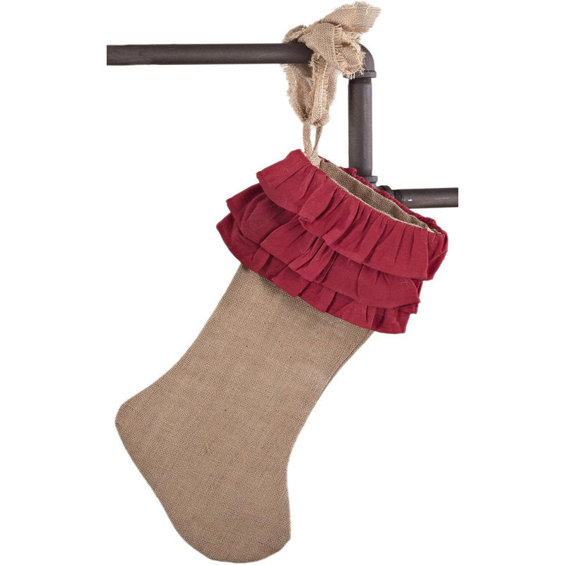 Ruffled Holiday Design Burlap Christmas Stocking 13" W X 19" L, 1-Piece