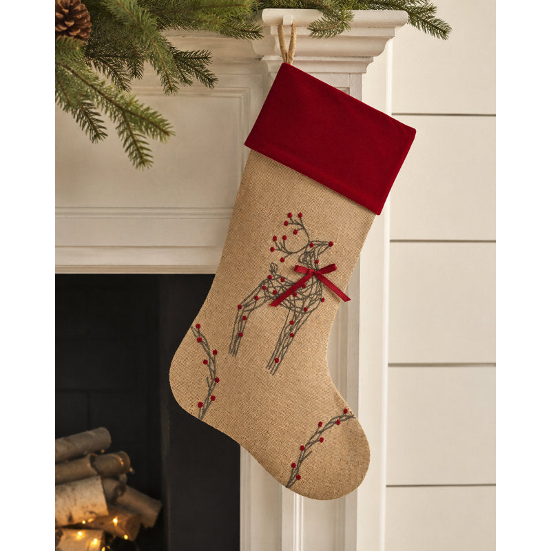 Rustic Reindeer Christmas Stocking, 20-Inch