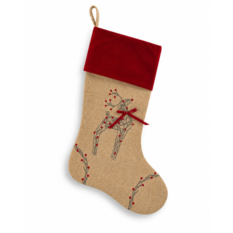 Rustic Reindeer Christmas Stocking, 20-Inch