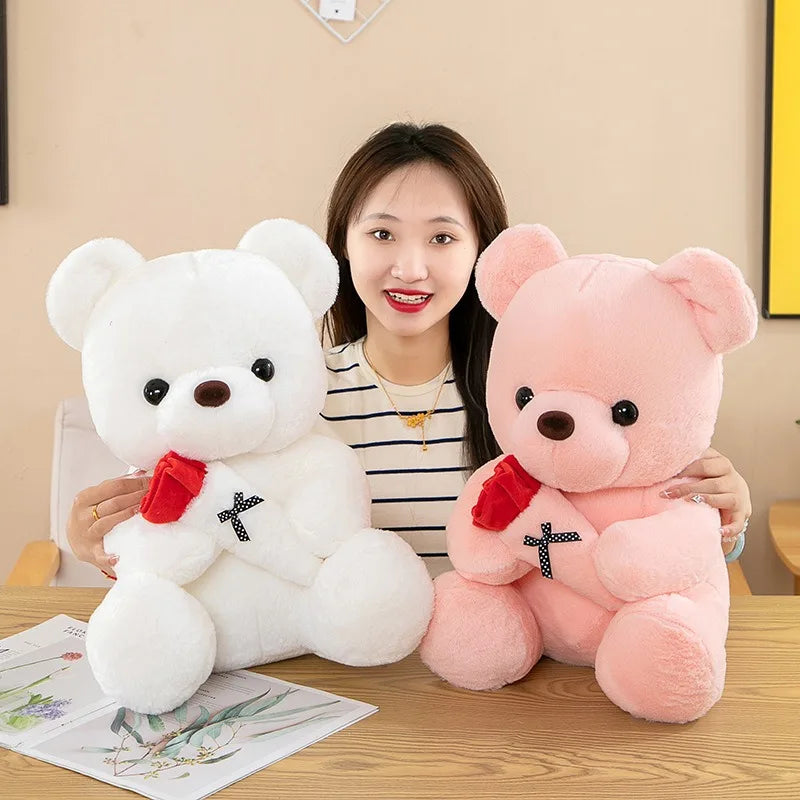1/2/3PCS 25cm/9.84Inch Romantic Rose Teddy Bear Plush Toy Cute Small Soft Stuffed Doll Plushie for Girls Valentine Day Gift
