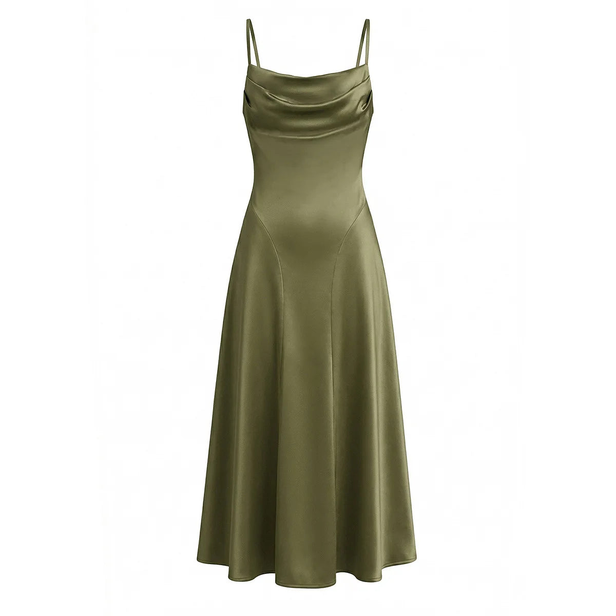 Dress Suninbox Elegant Satin Spaghetti Strap Maxi Dress Criss-Cross Back Tie for Wedding Evening Party Holiday Events