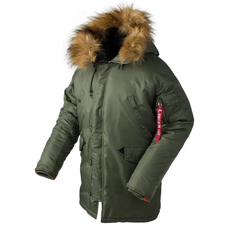 Military Fur Hood Warm Tactical Bomber Army Korean Thick Parka Hooded Men Parkas Winter N3B Puffer Men Long Windproof Coat