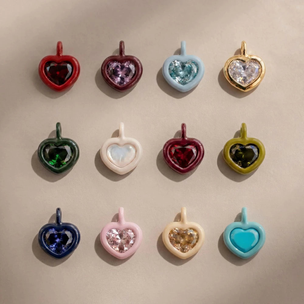 316 Stainless Steel Waterproof Color Preserving New December Birthday Stone Love DIY Pendant Charms For Jewelry