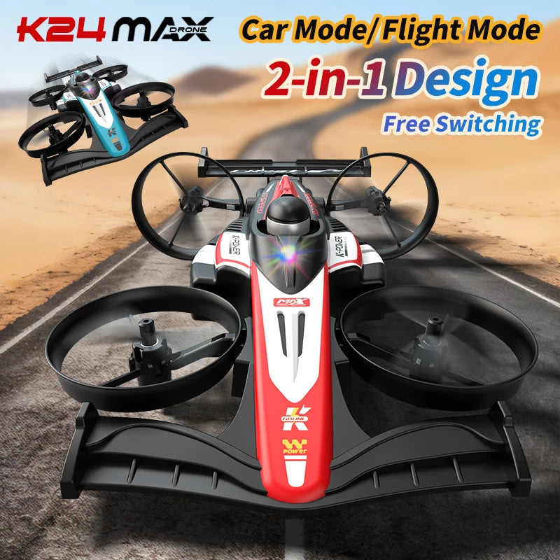 Look here! A mini car and drone combo - a dual-mode, multi-functional gift! One-button takeoff, stable hovering, racing mode, headless mode, and 360Â° aerial flips. The perfect Christmas gift or a fun birthday present!
