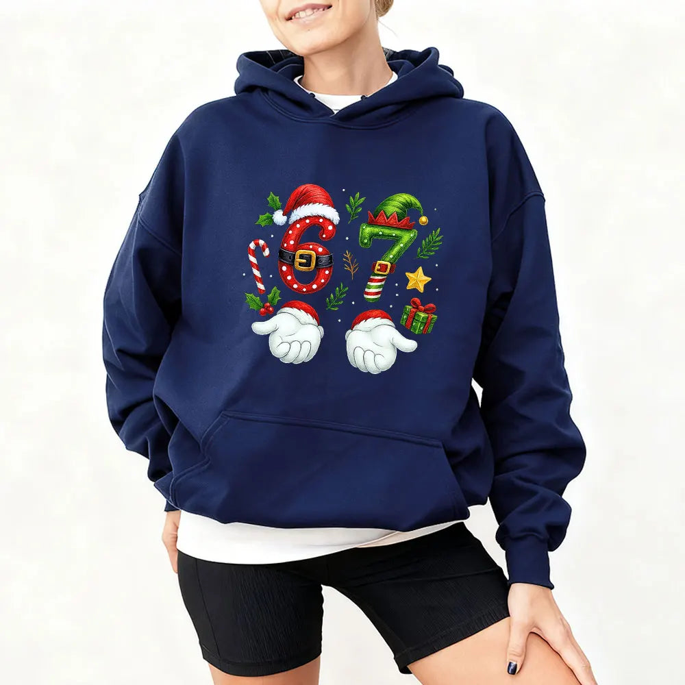 Six Seven Christmas Sweatshirts Viral 6 7 Meme Hoodie Funny Xmas Graphic Hoodies Social Media Holiday Santa Says Six Seven Tops
