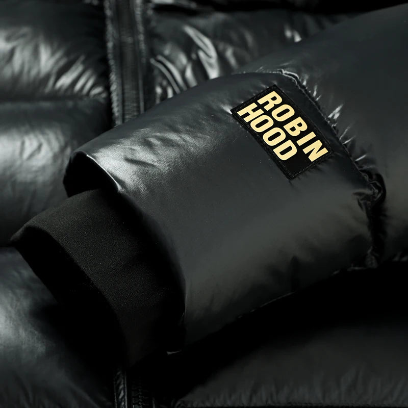 New National Standard 90% down Winter Thickened down Jacket, Glossy Hooded Bread Jacket, Youth down Jacket for Men's Wear