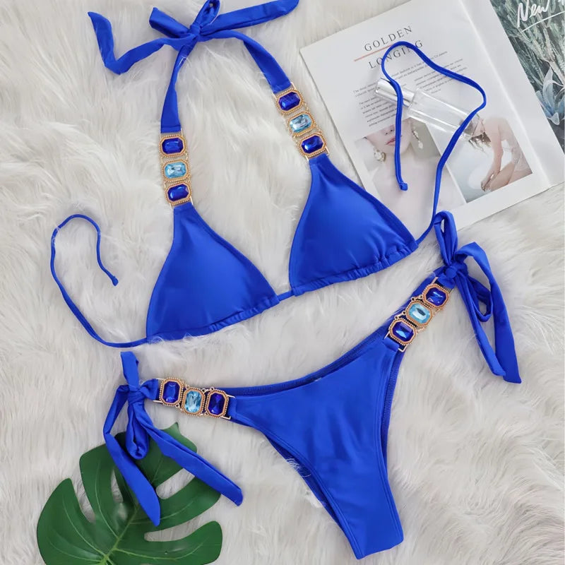 2026 Sexy Bikinis Swimsuit With Rhinestones Women's Swimwear Female Push Up Bikini Beach Swim Wear Bathing Suits Pool Bather