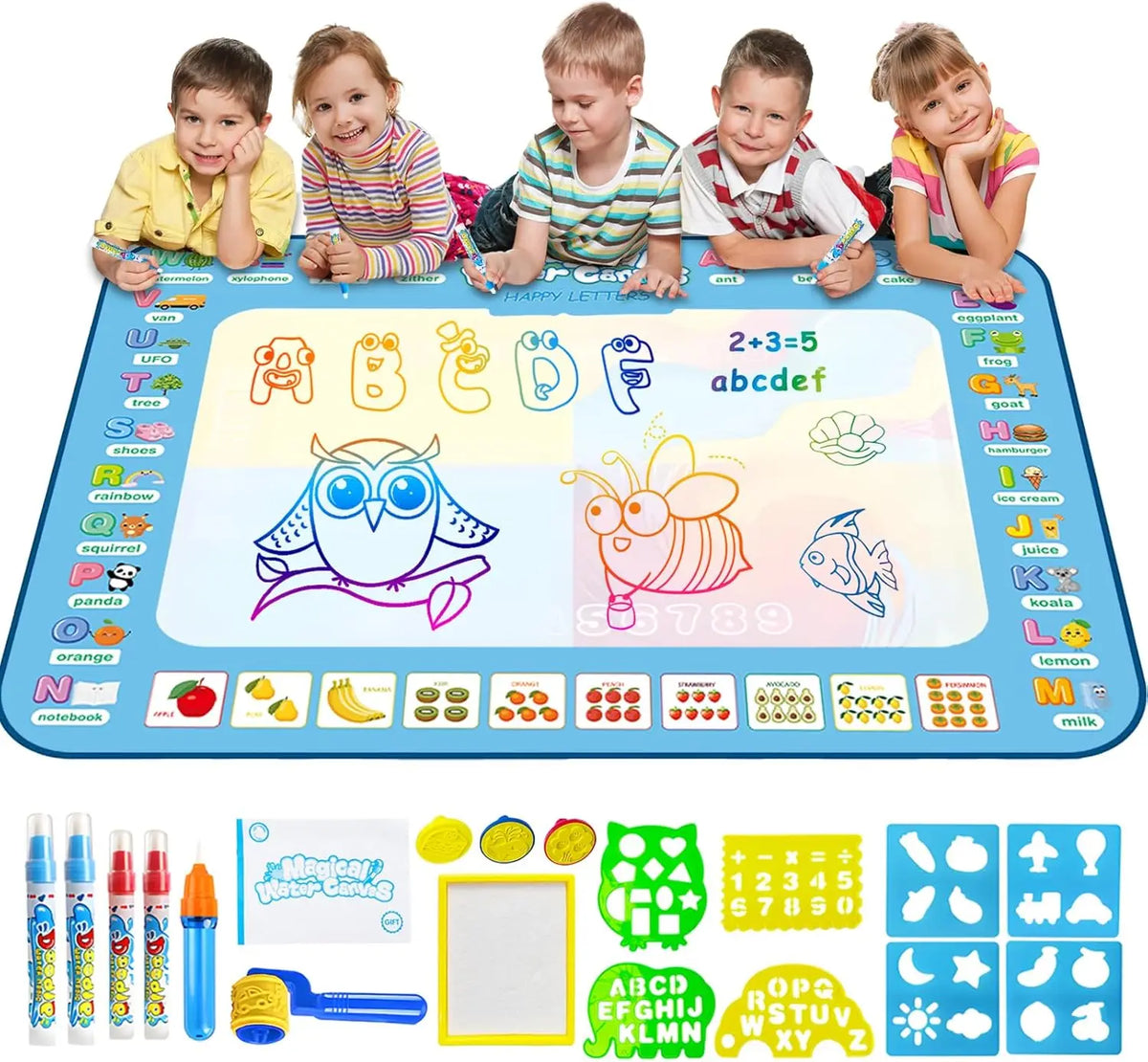 Magic Water Drawing Mat Coloring Doodle Mat with Reusable Magic Pens Montessori Toys Painting Board Educational Toys for Kids