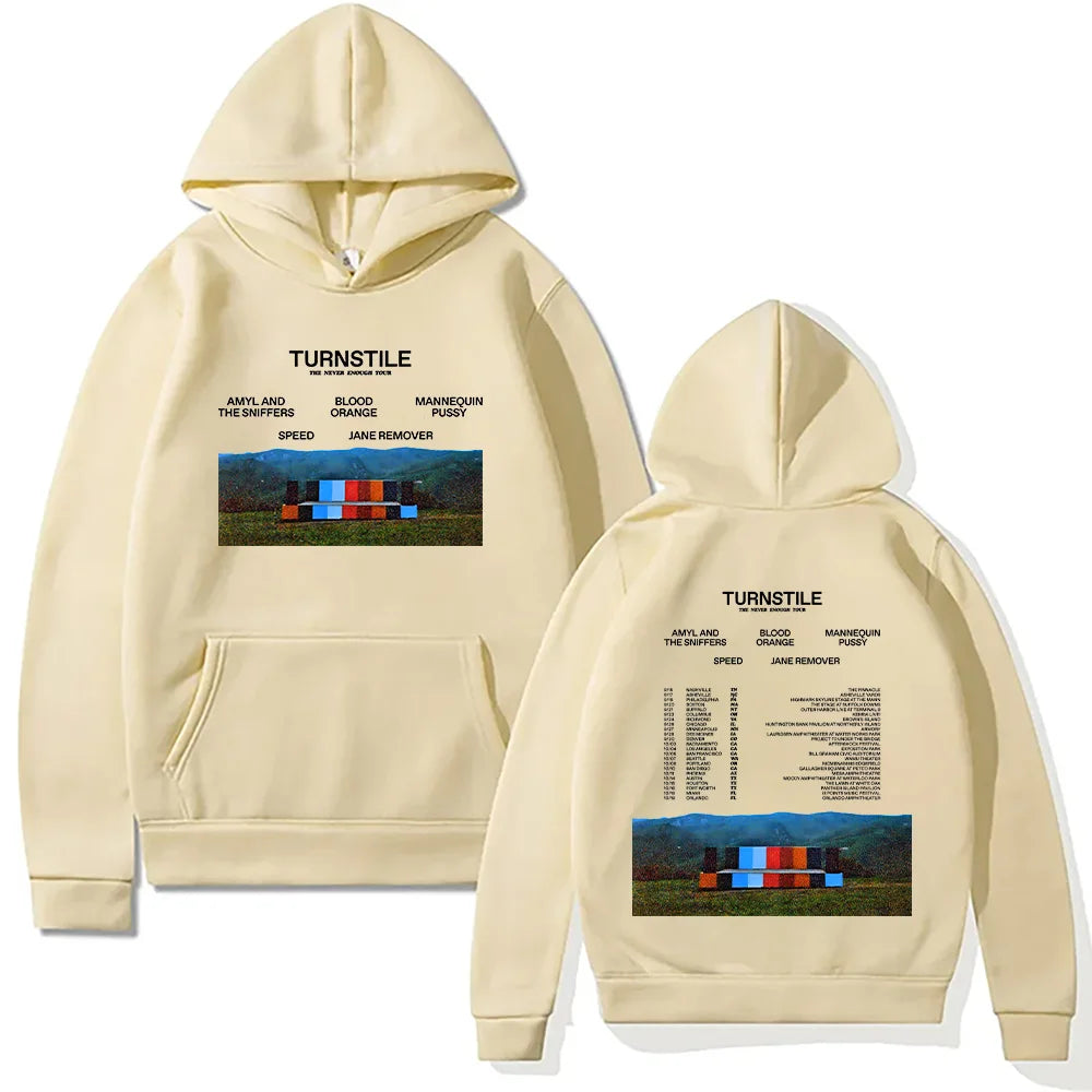 Turnstile Band Hoodies Turnstile The Never Enough Tour 2025 Sweatshirt Unisex Hip Hop Rock Street Pullovers Two Sides Streetwear