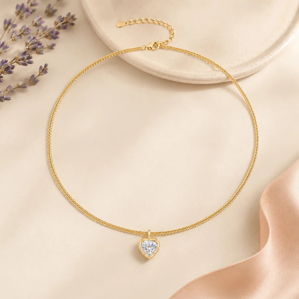 Necklace Pendant ATTAGEMS Classic D VVS1 Color Moissanite Pendant Heart Oval Round Pear Cut Copper Necklace for Women Wedding Jewelry Party Gifts