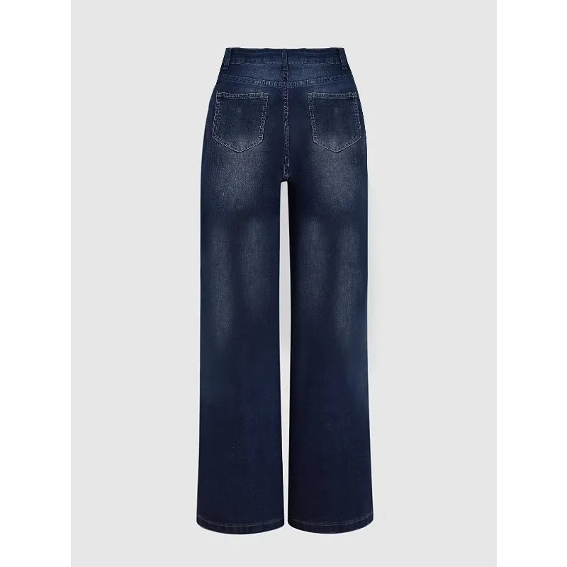 2026 Women's Fashion Retro Narrow Straight Pants, High Waist Slim Drape Stretch Jeans Joker Straight Pants