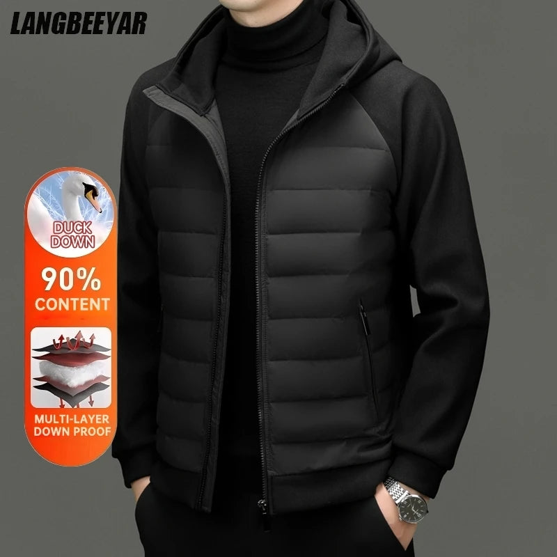 Down Coats Hot-pressing Bonded High End 95% Down Light Seamless Hot-pressing Bonded Casual Fashion Hooded Men Down Jacket New Puffer Winter Feather Coats