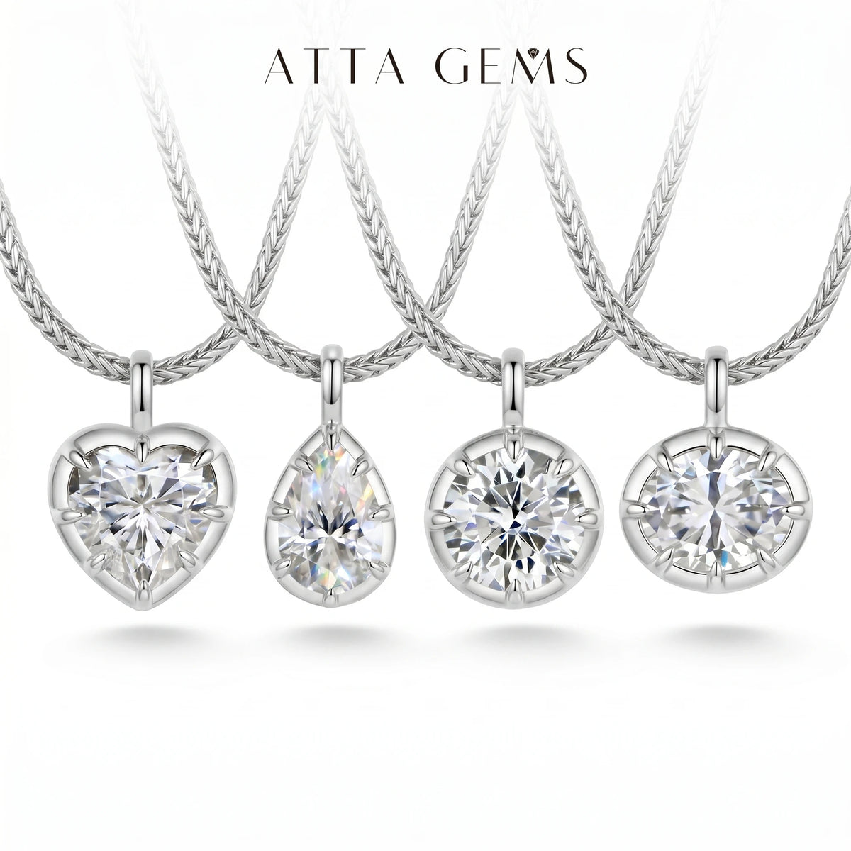 Necklace Pendant ATTAGEMS Classic D VVS1 Color Moissanite Pendant Heart Oval Round Pear Cut Copper Necklace for Women Wedding Jewelry Party Gifts