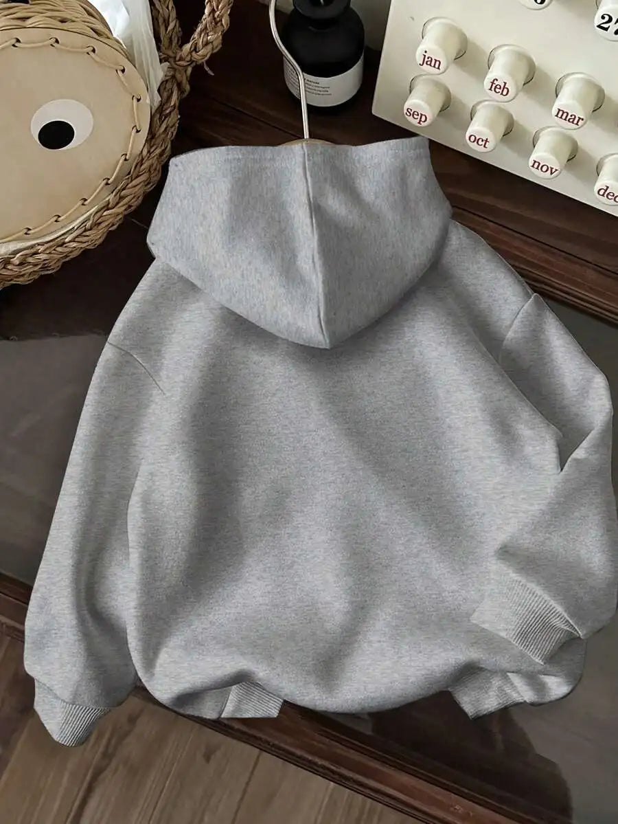 2026 Fashion New Arrival Womens Ezwear Casual Minimalist Milano Print Pattern Pullover Hooded Loose Fit Long Sleeve Sweatshirt Back To School Fall Wear Basic Top T Shirt