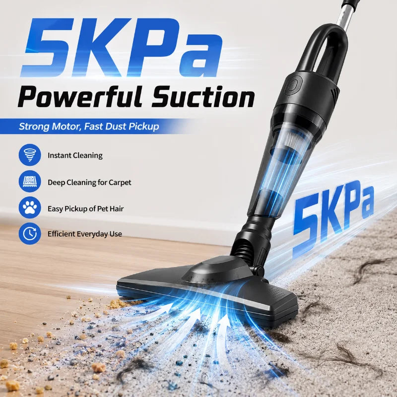 Wireless Stick Vacuum Cleaner 5Kpa Powerful Suction Cordless Handheld Vacuum Mop Combo for Home Pet Hair Floor Carpet Cleaning
