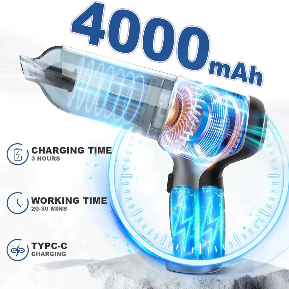 Car Vacuum Cleaner Portable Wireless Vacuum Cleaner Mini Handheld Powerful 95000PA Strong Suction Vacuum Cleaner for Car Home
