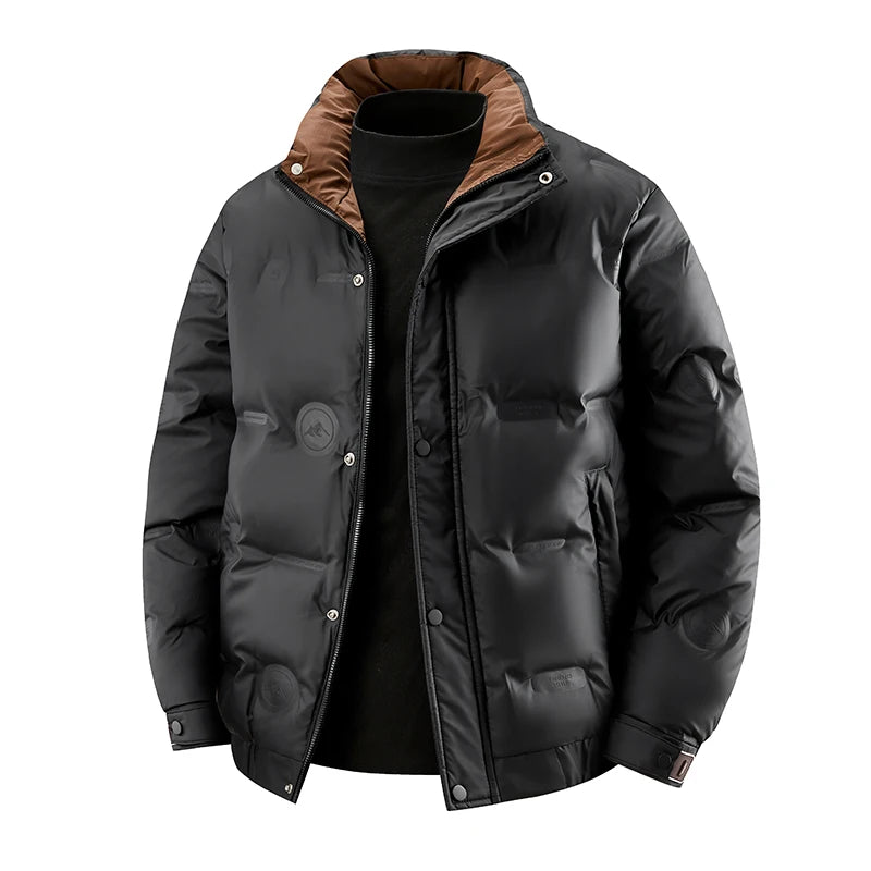 The 2025 winter new trendy men's casual stand-up collar cold-resistant, warm and windproof down jacket with white duck down