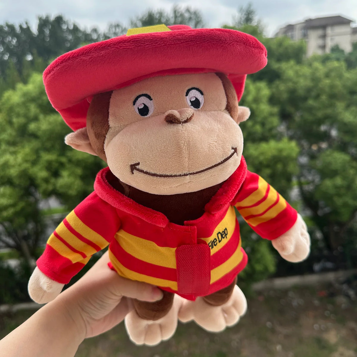 Stuffed Plush TreasuringU Kawaii Monkey Plush Toy Cartoon Blue Pajama Monkey Stuffed Doll Kids Soft George Plushie Birthday Christmas Gift