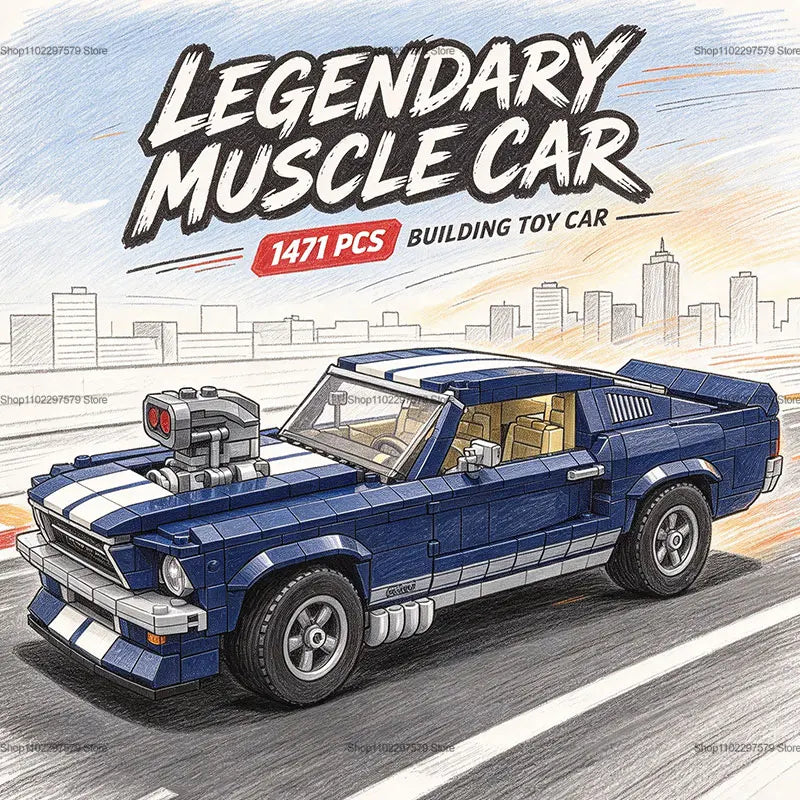 1471PCS Classic Blue Race Car Technic Building Blocks Set STEM DIY Sports Car Model Kit Collectible Toy Gifts for Adults Kids