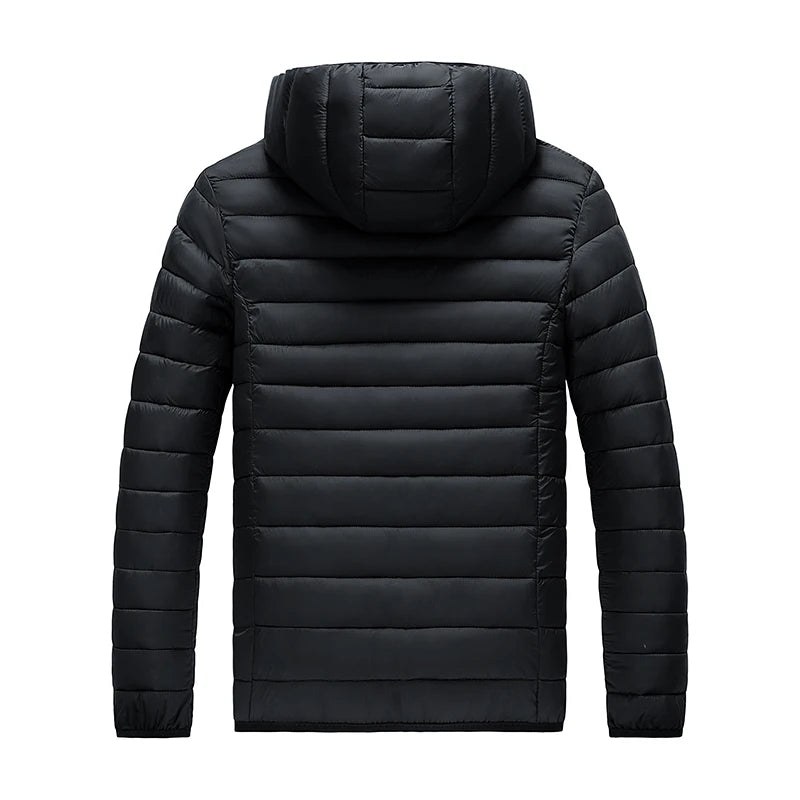 Men's Winter Windproof Warm Hooded Jacket Lightweight Cotton Stand up Collar Outdoor Sports Leisure Plus Size Coat