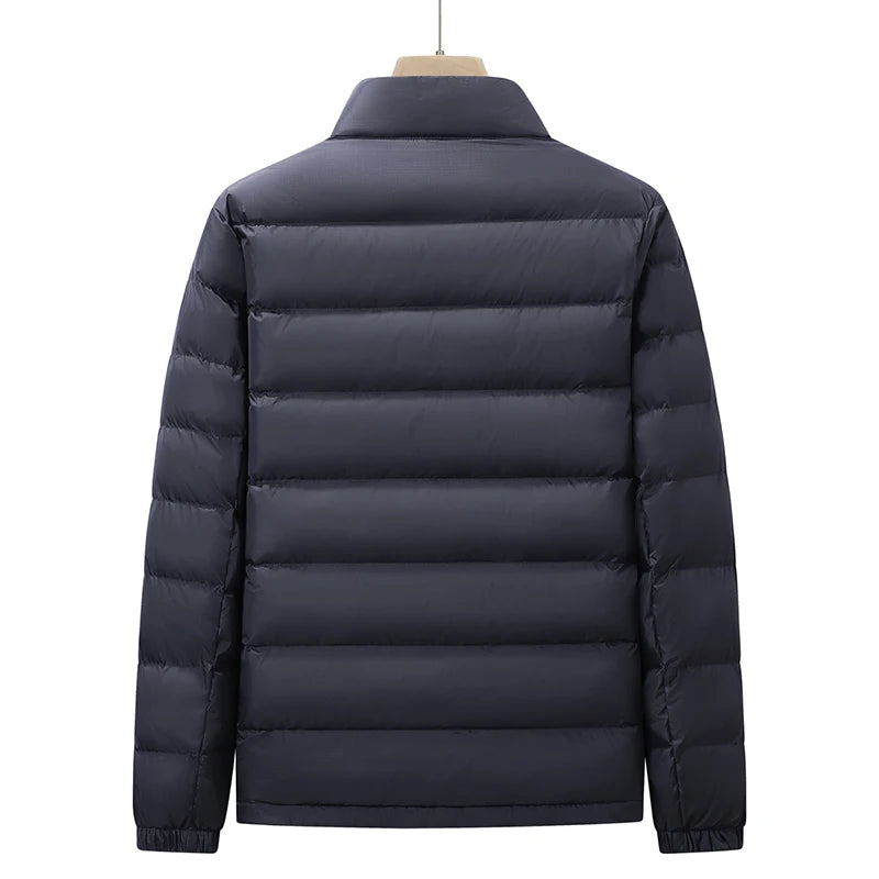 Graphene Self-heating Down Jacket Men Solid Windproof Pleated Down Jackets Stand Collar Classical Warm Winter Jackets Male