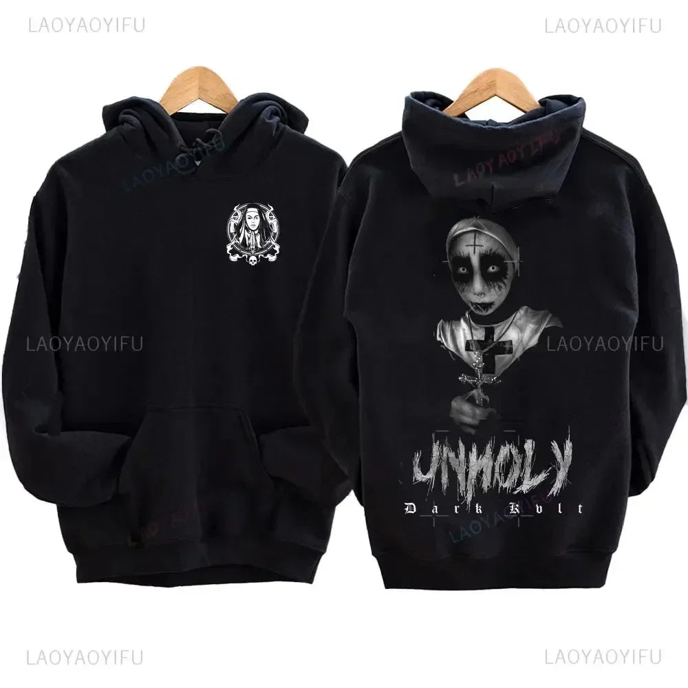 Bad Nun Satan Casual Trendy Hip-Hop Nun Printed Woolen Sweater Harajuku Autumn and Winter Casual Long Sleeve Anti-Social Hoodie