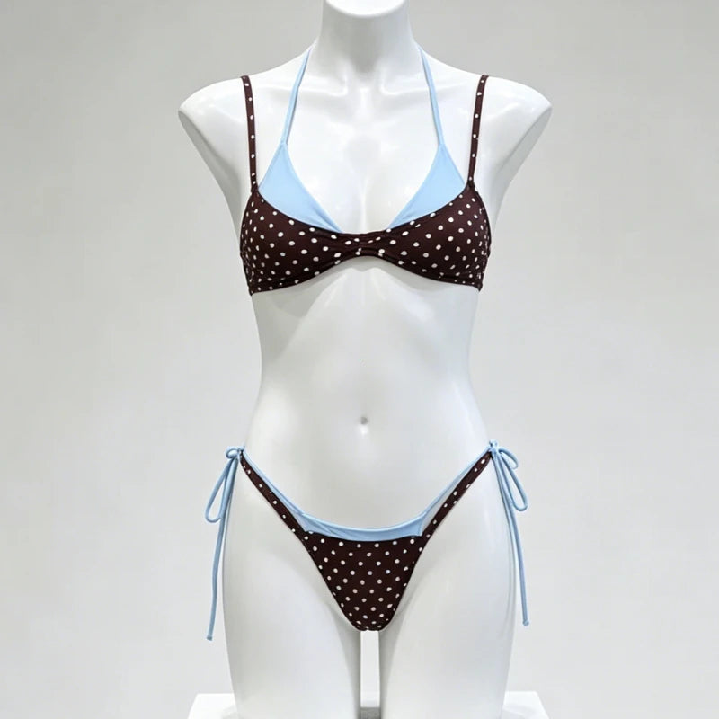 Sexy Push-Up Micro Bikini Brazilian Swimsuit Halter Patchwork Biquini Set Summer Beachwear for Women Summer 2026 Swimwear